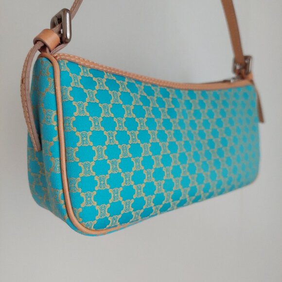 CELINE Turquoise Macadam Mini Shoulder Bag - Picture 3 of 17